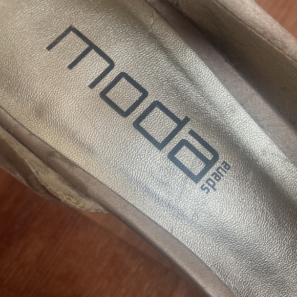 Moda Spana Metallic Gold & Satin Open Toe Heels 8.5 - Picture 3 of 7